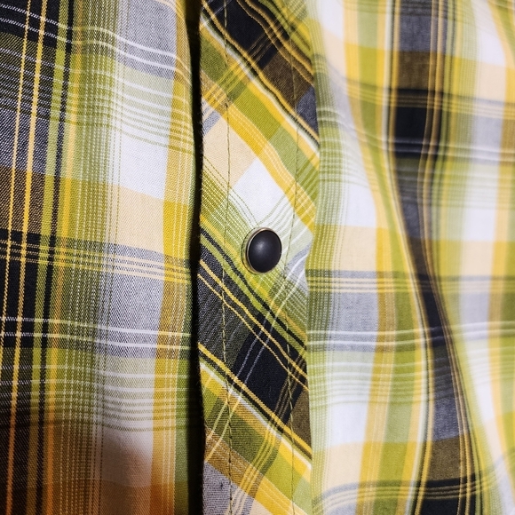 Prana snap button short sleeve plaid organic cotton shirt - Picture 2 of 12